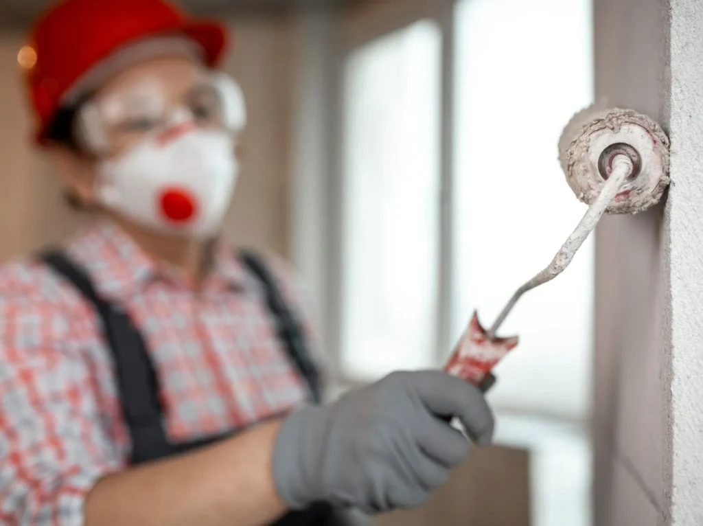 Pintura de techos en oficina con acabado uniforme
